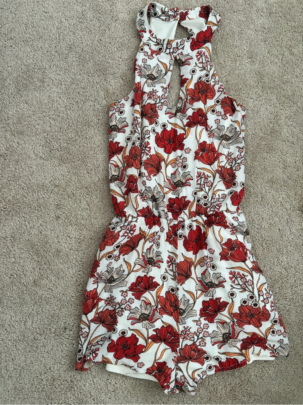 One Clothing - Floral Halter Romper Shorts - M